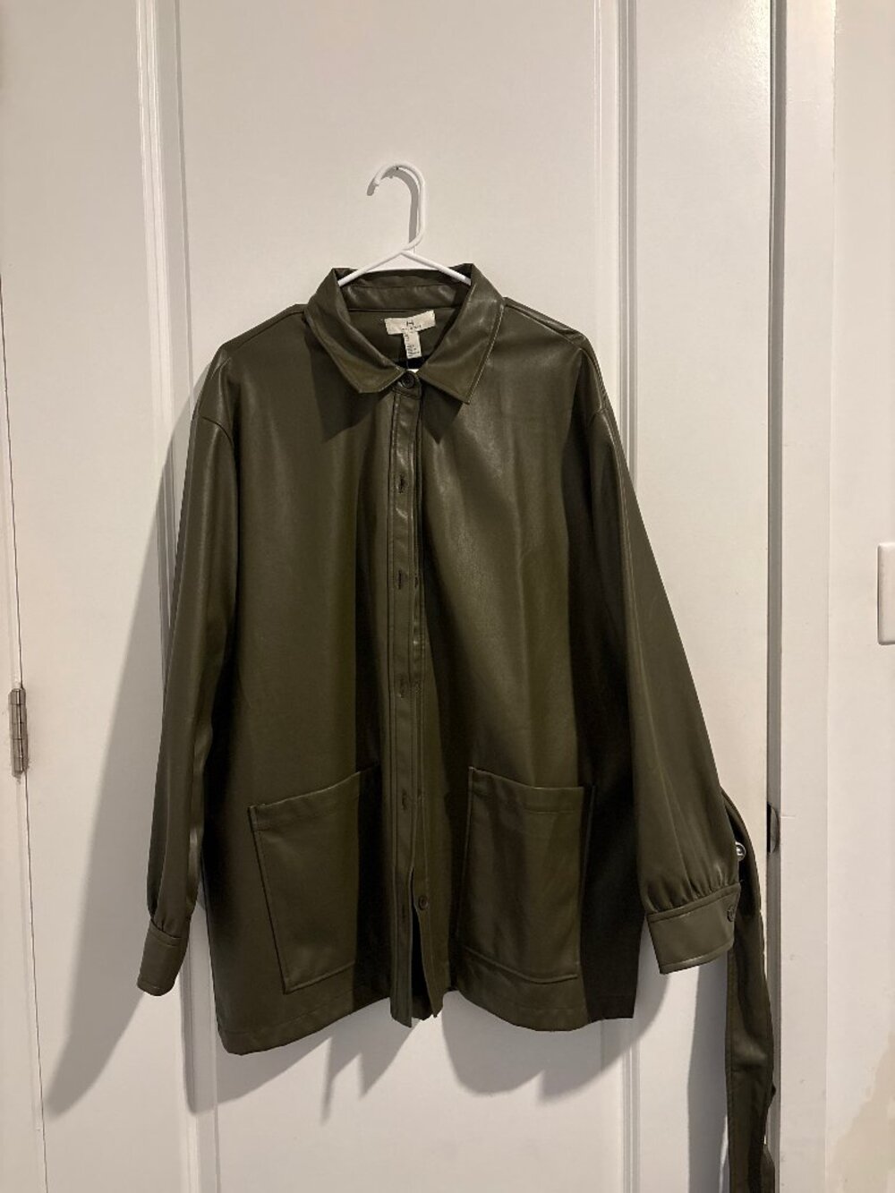 Halston Vegan Leather Shirt Dress/Coat XL